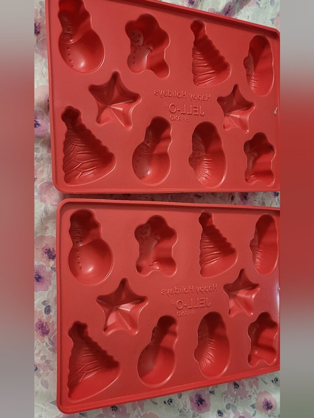 Vintage JELL-O Happy Holidays Red Plastic Jigglers Molds - Set of 2